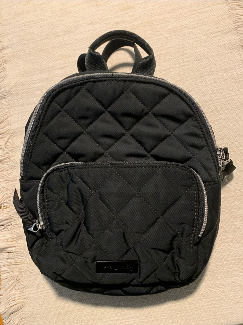 Vera Bradley Quilted Black Mini Backpack - Lightweight Everyday Bag